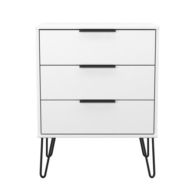 Osaka 3 Drawer Midi Chest of Drawers in White Matt (Ready Assembled) White White Matt