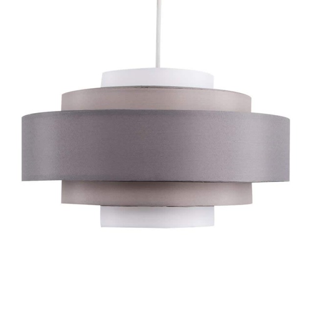 ValueLights Hampshire Pair 3 Tone Grey 5 Tier Ceiling Pendant Shades Grey