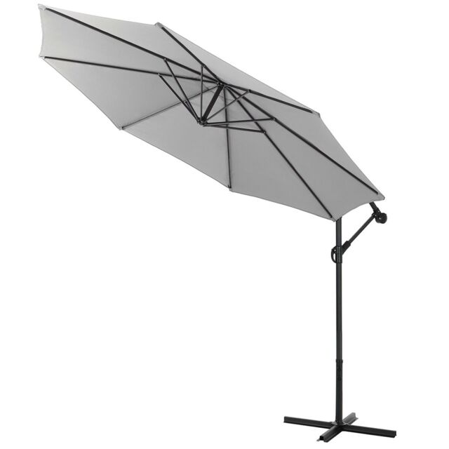 Living and Home 3M Banana Cantilever Patio Parasol with Cross Base - Light Grey