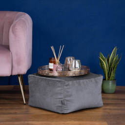 Amara Velvet Bean Bag Pouffe Charcoal Grey Grey Charcoal Grey 1