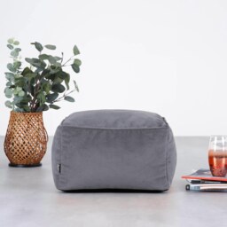 Amara Velvet Bean Bag Pouffe Charcoal Grey Grey Charcoal Grey 1