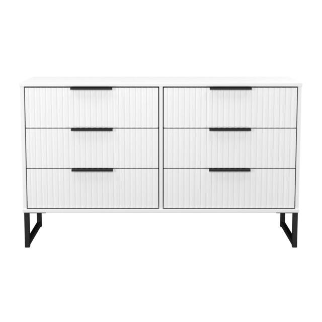 Menai 6 Drawer Wide Chest of Drawers in White Matt (Ready Assembled) White White Matt