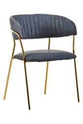 Orsina Dark Grey Velvet Dining Chair, Modern Dining Armchair, Grey and Gold Luxury Dining Chair for Home, Lounge