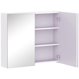 HOMCOM Wall Mounted Bathroom Mirror Storage Cabinet w/ Door Adjustable Shelf