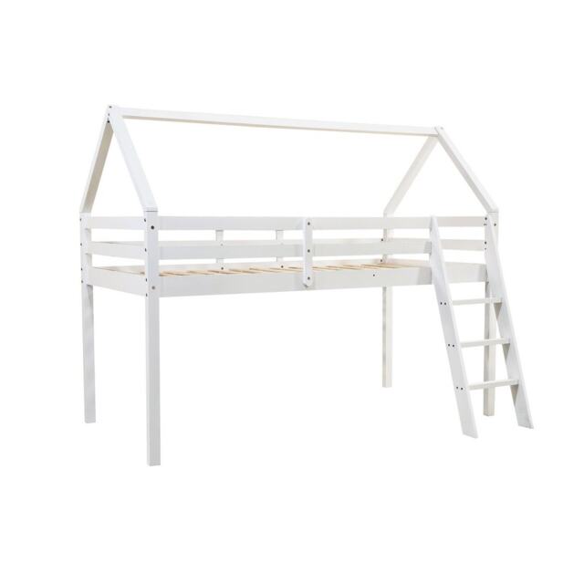 Jinsen Mid Sleeper Single Bed - Wood - L198 x W130 x H160 cm - White