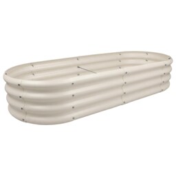 Harbour Housewares Raised Garden Bed - Ivory Rounded Bottomless Metal Raised Galvanised Steel Planter Box 180 x 90cm