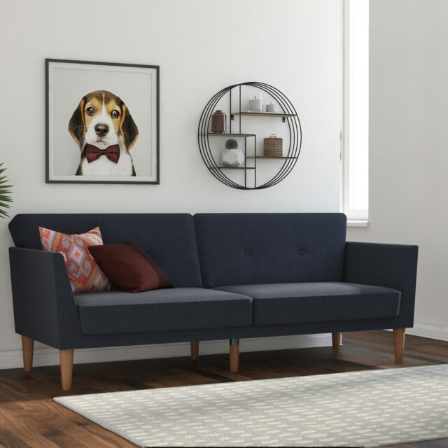Regal 3-Seater Sofa Bed in Blue Fabric Blue BLUE Three Seater