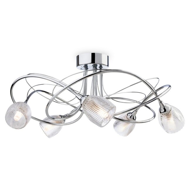 Henley 5 Light Flush Light Chrome, Clear Decorative Glass, G9