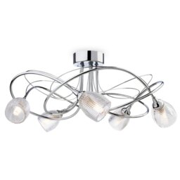 Henley 5 Light Flush Light Chrome, Clear Decorative Glass, G9