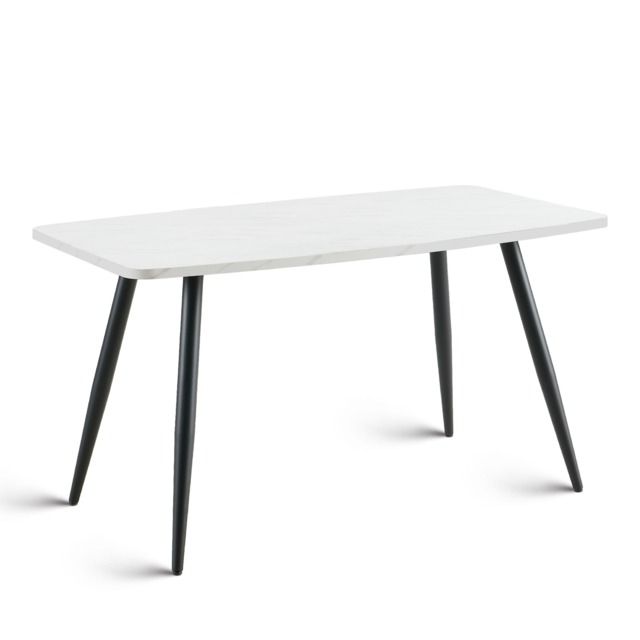 SONARA 140cm Rectangular Dining Table with Dark Walnut Top and Round Tube Metal Legs
