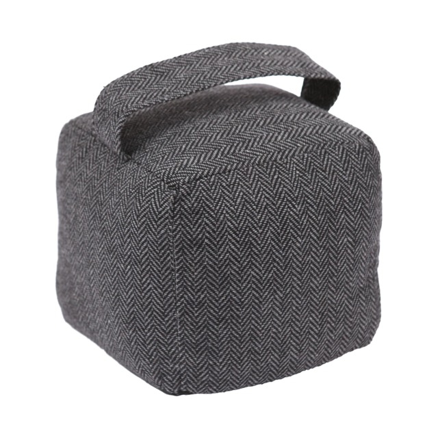 Nicola Spring Fabric Door Stop - Indoor Herringbone Decorative Wedge Stopper Interior Weighted Doorstop with Handle