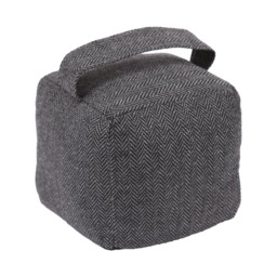 Nicola Spring Fabric Door Stop - Indoor Herringbone Decorative Wedge Stopper Interior Weighted Doorstop with Handle