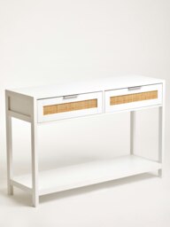 Orsina Rustic White Wood Console Table, Ample Space Hallway Table, Eaisly Maintained Console Table With Drawers