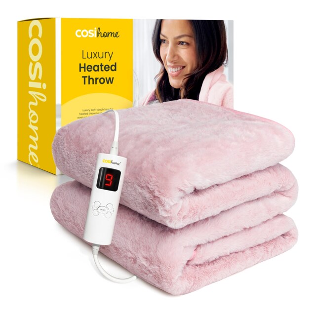 Cosi Home Luxury Faux Fur Electric Heated Throw - Pink