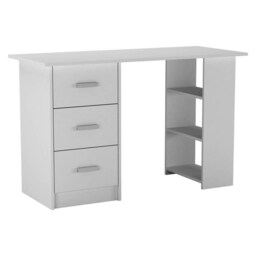 Large Computer Desk Office Makeup Vanity Dressing Table Bedroom Drawers Shelves Clear White