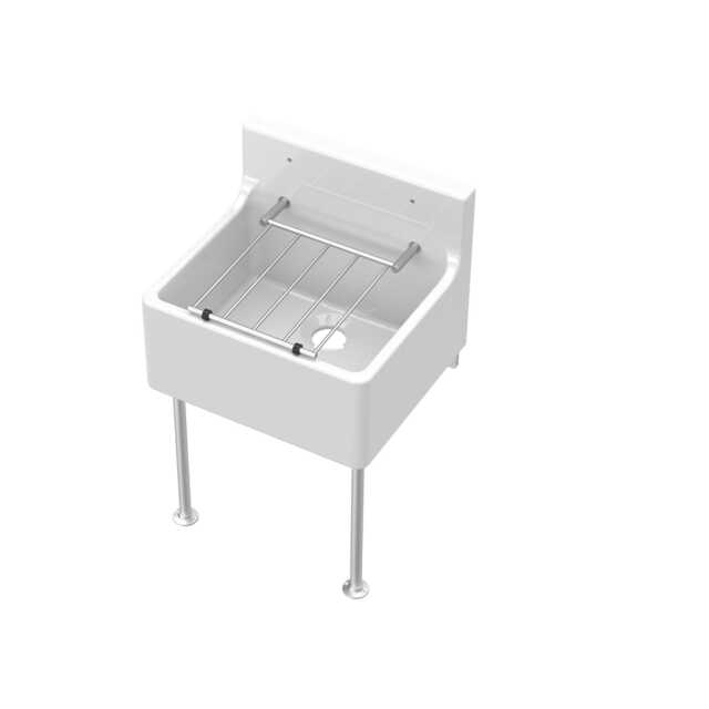 Balterley Single Bowl Fireclay Ceramic Cleaner Sink with Grill & Legs x 396 White White 396 x 455 x 362mm 1