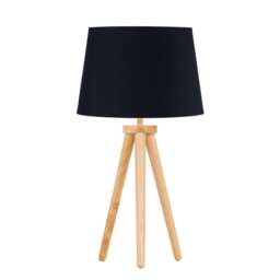 Voyage - Light Oak Table Lamp or Bedside Light with Black Shade Brown Black Large 1