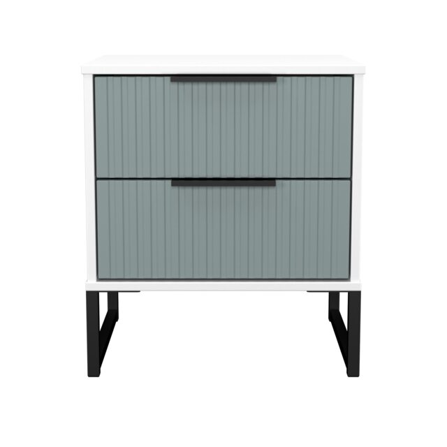 Menai 2 Drawer Compact Bedside Cabinet in Duck & White Matt (Ready Assembled) Blue Duck & White Matt