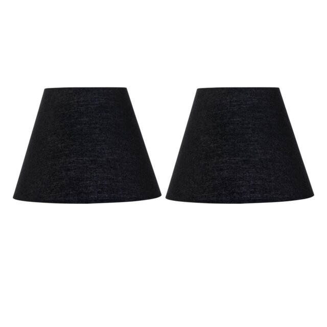 Set of 2 Black Cotton 20cm Diameter Tapered Fabric Lamp Shades Black Medium 2