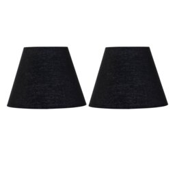 Set of 2 Black Cotton 20cm Diameter Tapered Fabric Lamp Shades Black Medium 2