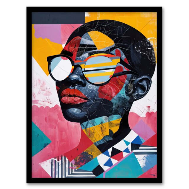 Pattern Fashion Love Colourful Modern Home Decor Black Framed Wall Art Print A4