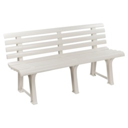3-Seater Garden Outdoor Plastic Bench - 74x145x49cm White 1