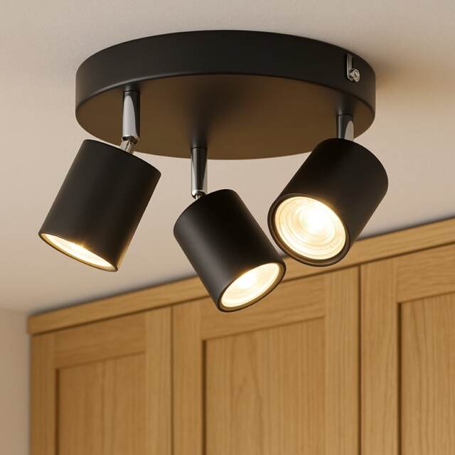 CGC Lighting JACK Black 3-Head GU10 Ceiling Spotlight Black Black Height: 14 cm, Diameter: 20 cm