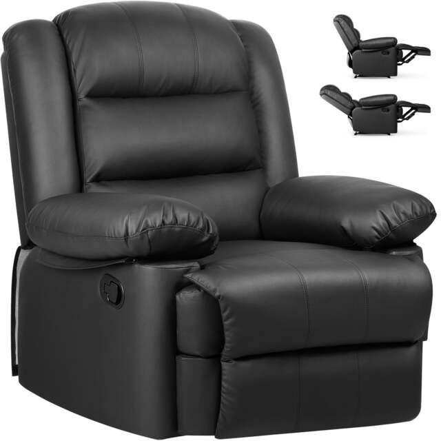 Rattantree PU Leather Recliner Chair Manual Reclining Armchair