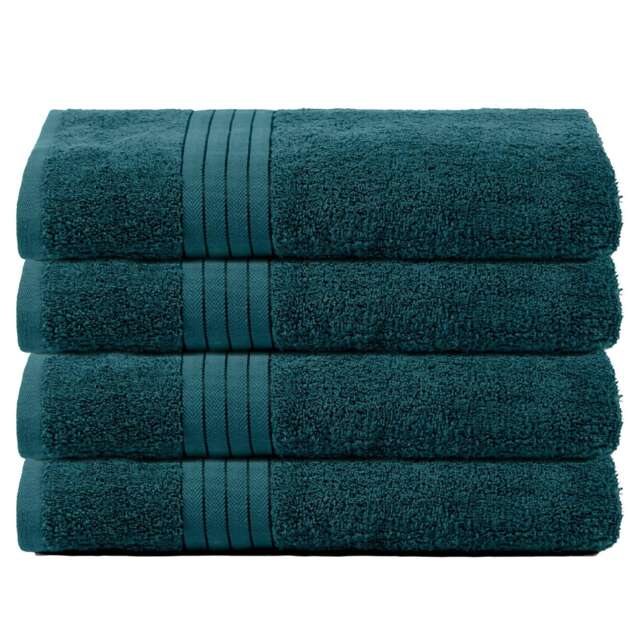 OHS 4 x Luxury 100% Cotton 500GSM Bathroom Bath Sheet Towels, 90x150cm - Dark Teal