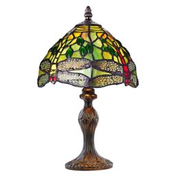 Hand Crafted Green Stained Glass Dragonfly Tiffany Lamp Green Green 1
