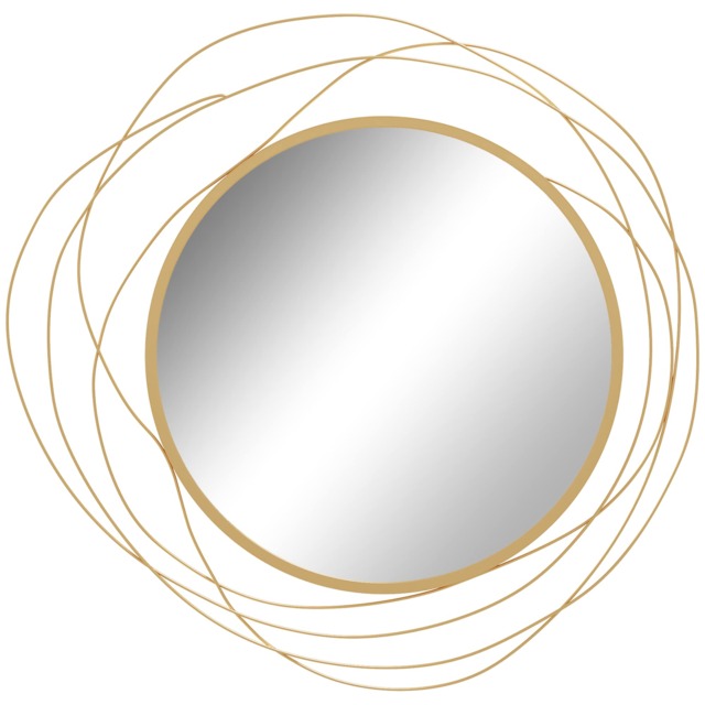 HOMCOM Metal Wall Art 65cm Round Mirror for Living Room Dining Room Gold Tone Gold