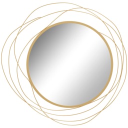 HOMCOM Metal Wall Art 65cm Round Mirror for Living Room Dining Room Gold Tone