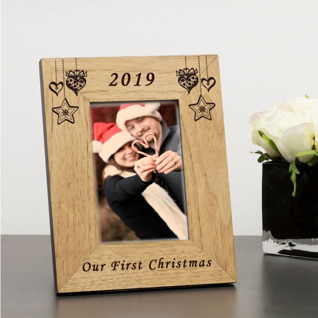 Personalised Our First Christmas Wood Frame 6x4 Couple Christmas Gift