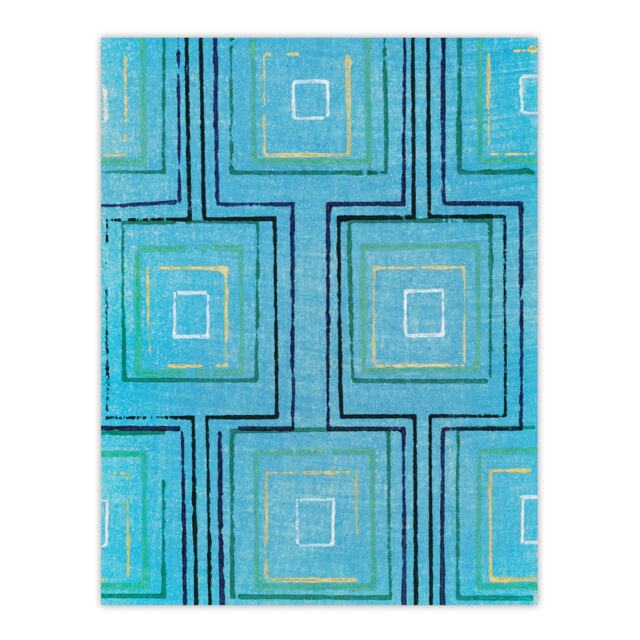 "Squares Geometric Blue Pattern Japan Wall Art Print Furuya Korin 12x16"""