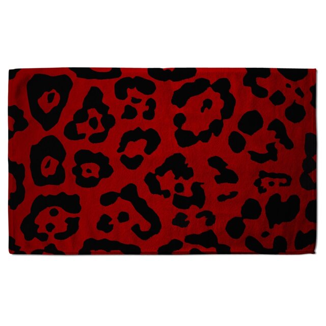 Red Leopard Print Soft Bath Towel Multi