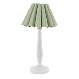 ValueLights Victoria White Wood Table Lamp Green Scallop Taper Shade