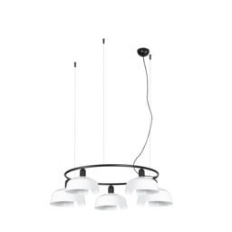 Tatawin Medium Pendant Ceiling Light Black, Gloss White 5x E27
