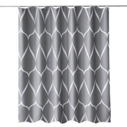 Lattice Dark Grey Polyester Shower Curtain with 12 Hooks - 180x200cm