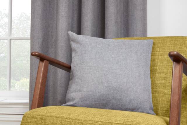 Eclipse - 100% Blackout Thermal Self-Lined Curtains - Eyelet - 100% Polyester (Pewter, Cushion Cover - 18'' x 18'' (Single)) Grey Grey