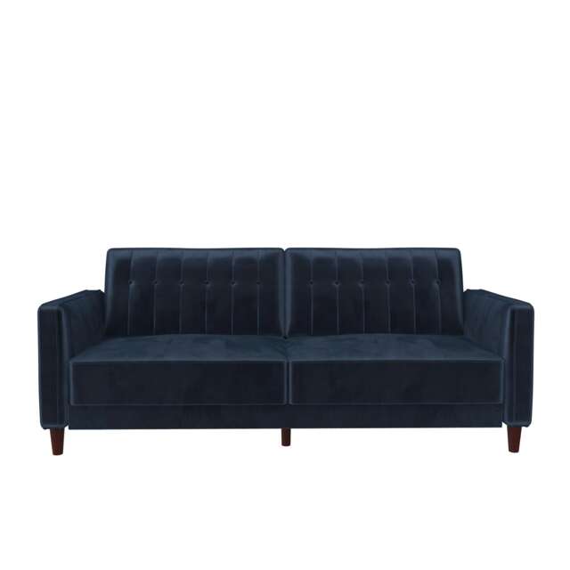 Pin tufted transitional Sofa Bed velvet blue Blue BLUE Not provided