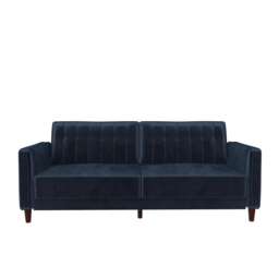 Pin tufted transitional Sofa Bed velvet blue Blue BLUE Not provided