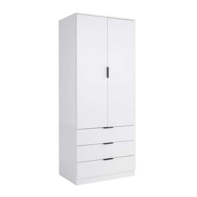 Phoenix Wardrobe 2 Door 3 Drawers Bedroom Home Furniture Clothing Storage Shelf White