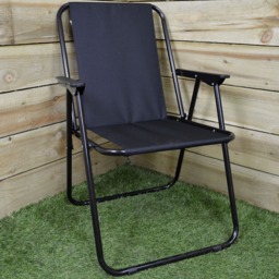 4 Pack Black Folding Canvas Camping / Festival / Outdoor Chairs with Plastic Arm Rests Black Black