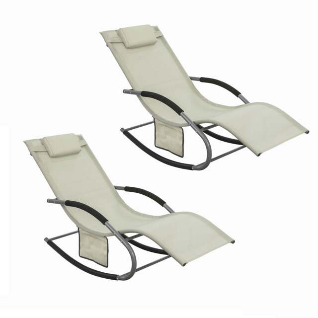 SoBuy OGS28-MIX2,Set of 2 Outdoor Garden Rocking Sun Lounger Recliner Relaxing Chair