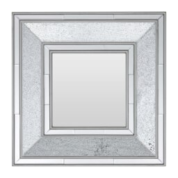 Orsina Silver Wall Mirror, Reflective Glass Border Mirror for Living Room or Hallway, Boutique Square Wall Mirror