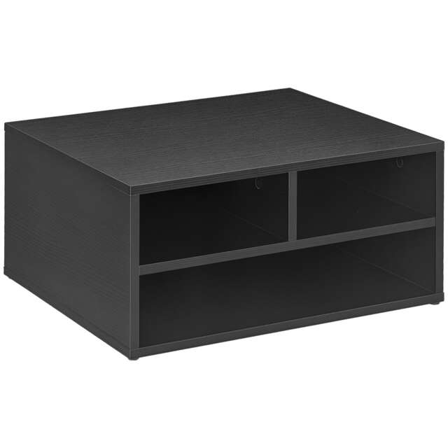 HOMCOM Desktop Printer Stand with Storage, 2-Tier Desk Organizer with 3 Open Compartments for Home Office, Black
