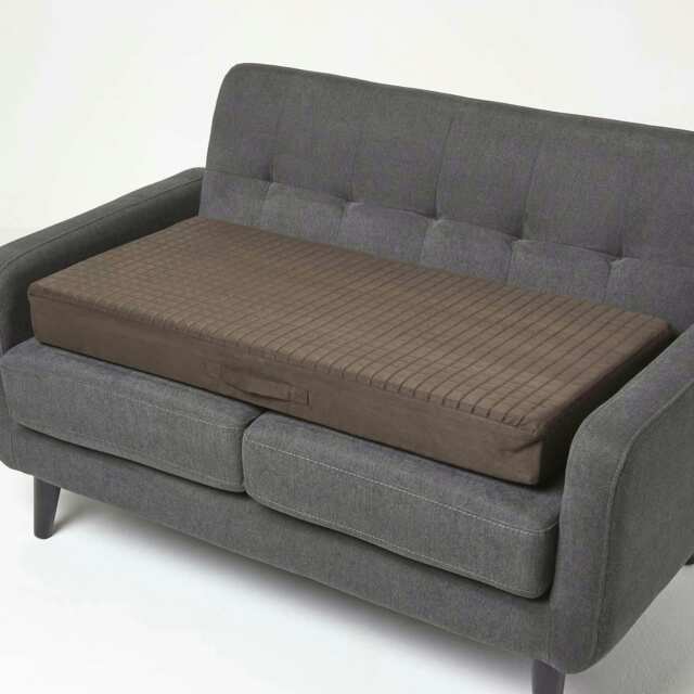 Homescapes Brown Suede Orthopaedic Foam 2 Seater Booster Cushion Brown Chocolate 100 x 50 x 10 cm