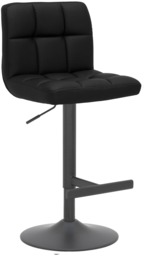 Allegro Kitchen Bar Stool, Luxury frame in Matt black, Adjustable Height, Kitchen Barstool, Black