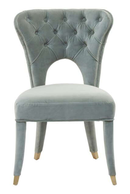 Blue Velvet Feature Chair,Button Tufted Armchair With Gold-Tipped Legs,Mahogany Lounge Chair,Accent Chair Blue