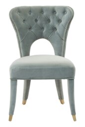 Blue Velvet Feature Chair,Button Tufted Armchair With Gold-Tipped Legs,Mahogany Lounge Chair,Accent Chair Blue